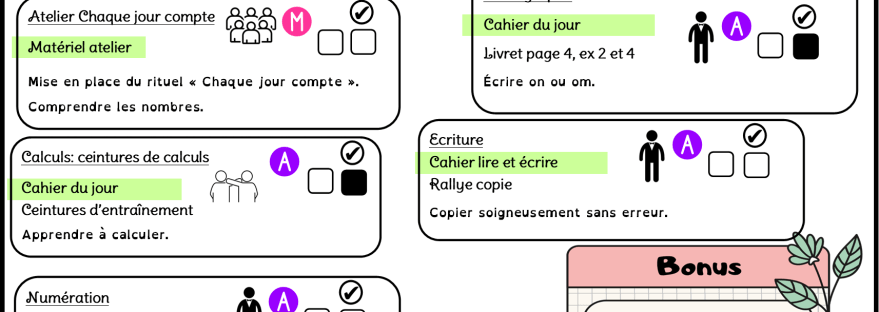 Feuille de route ce2 cm1 autonomie gestion de classe organisation